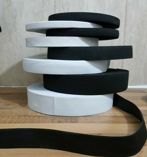 Black white stretch elastic - black,