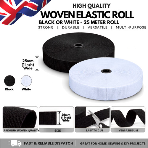Woven elastic roll 25mm inch - woven,