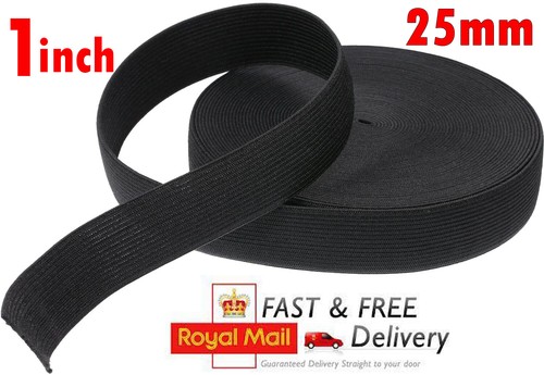 Black elastic 25mm - 25mm, woven